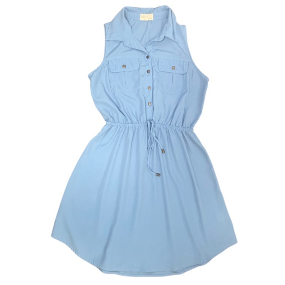 Light Blue Sleeveless Button-Up Dress
